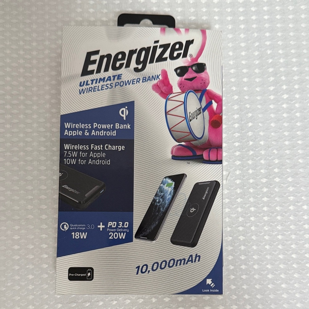 Energizer Wireless Power Bank 10,000mAh Apple & Android 20W Power Delivery